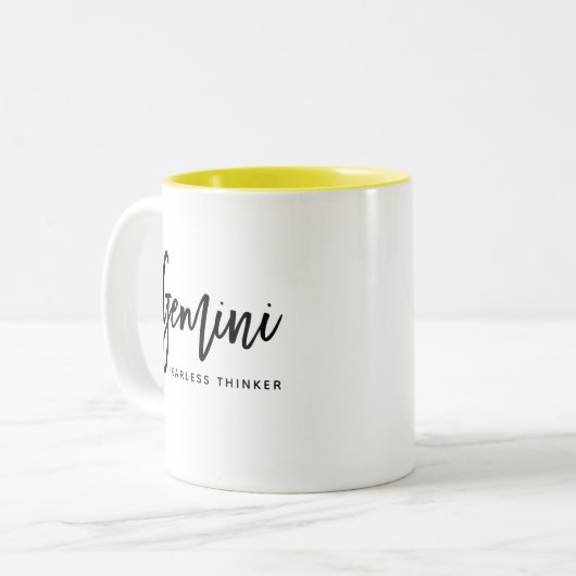 Custom Gemini Horoskop Modernes Skript Zodiac-Zeic Zweifarbige Tasse (Vorderseite Links)