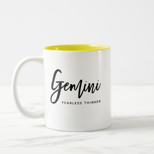 Custom Gemini Horoskop Modernes Skript Zodiac-Zeic Zweifarbige Tasse (Links)