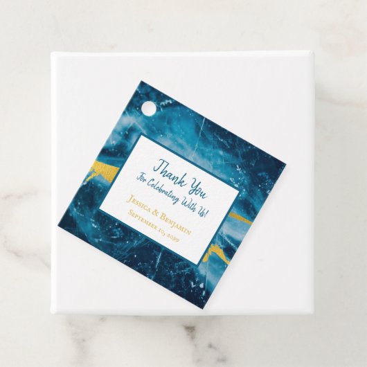 Custom Geode Agate Gemstone Blue und Gold Geschenkanhänger (Beispiel)