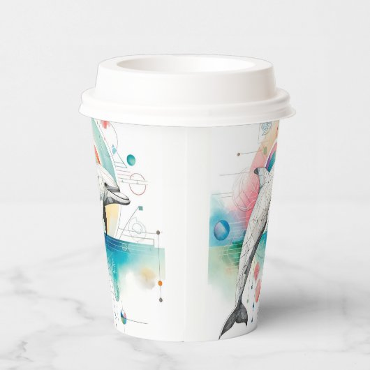 Custom Geometric Dolphin Paper Cup mit Rainbow Ac Pappbecher (Rechts)