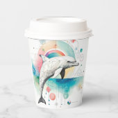 Custom Geometric Dolphin Paper Cup mit Rainbow Ac Pappbecher (Vorderseite)