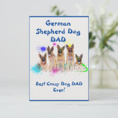 Custom German Shepherd dad Dog Best Crazy Dog Dankeskarte (Stehend Vorderseite)