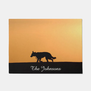 Custom German Shepherd Hund Silhouette Sunset Fußmatte