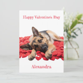 Custom German Shepherd Lying on Hearts Valentine Feiertagskarte