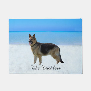 Custom German Shepherd on Beach Doormat Fußmatte