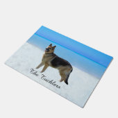 Custom German Shepherd on Beach Doormat Fußmatte (Schrägansicht)
