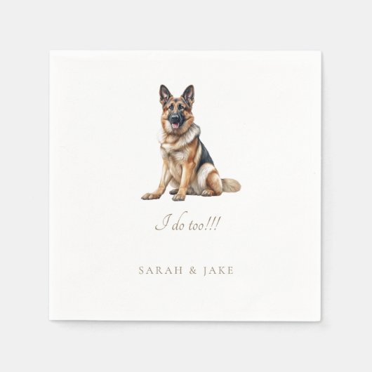 Custom German Shepherd Pet Wedding Serviette (Vorderseite)