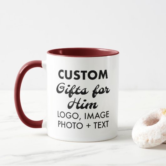 Custom Geschenke für Ihm Maroon Combo Tasse 11oz. (Mit Donut)