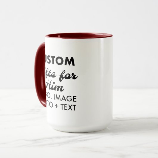 Custom Geschenke für Ihm Maroon Red Combo Tasse 15 (Vorderseite Links)
