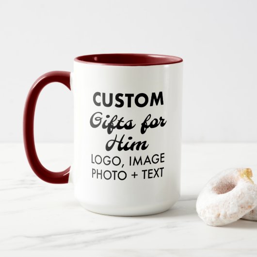 Custom Geschenke für Ihm Maroon Red Combo Tasse 15 (Mit Donut)