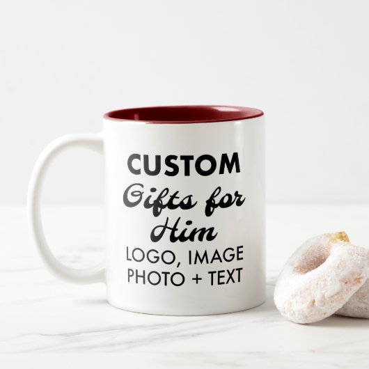 Custom Geschenke für Ihm Maroon Zwei-Tone Tasse 11 (Mit Donut)