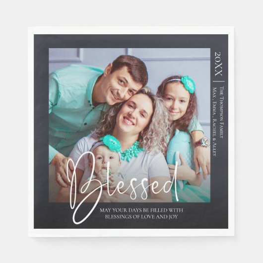 Custom | gesegnet | Foto Happy Holidays Napkin Serviette (Vorderseite)