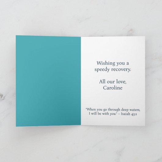 Custom Get Well bald Bio Zitat Sea Turtle Dankeskarte (Innenseite)