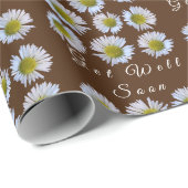 Custom Get Well bald Daisy Ray Florets auf Brown Geschenkpapier (Rolleneckpunkt)