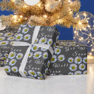 Custom Get Well bald Daisy Ray Florets auf Grau Geschenkpapier