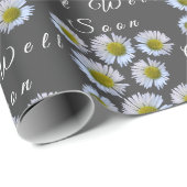 Custom Get Well bald Daisy Ray Florets auf Grau Geschenkpapier (Rolleneckpunkt)