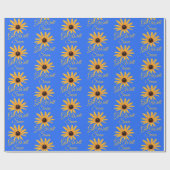 Custom Get well bald, Gelbe Blumen auf Royal Blue Geschenkpapier (Flach)