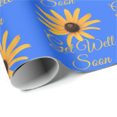 Custom Get well bald, Gelbe Blumen auf Royal Blue Geschenkpapier (Rolleneckpunkt)