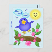 Custom Get Well Blue Bird Happy Card Postkarte (Vorne/Hinten)