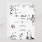 Custom Ghost, Skeleton & Pumpkin Einladung (Vorderseite)