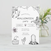 Custom Ghost, Skeleton & Pumpkin Einladung (Stehend Vorderseite)