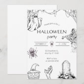Custom Ghost, Skeleton & Pumpkin Einladung (Vorne/Hinten)