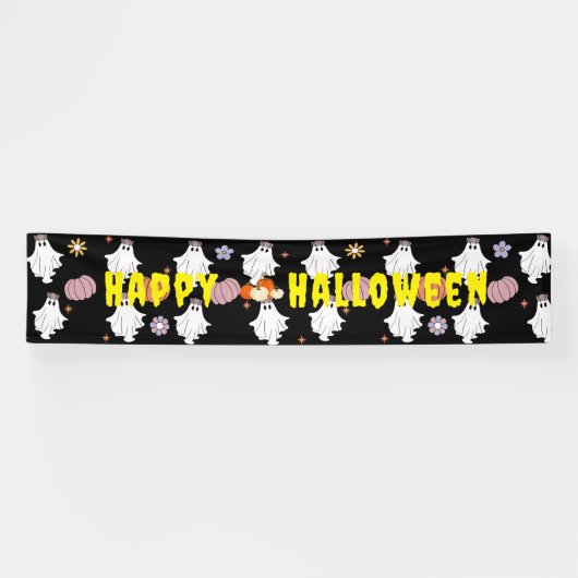 Custom Ghosts Pumpkin Banner Halloween Dekoration (Horizontal)