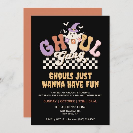 Custom Ghoul Gang Halloween-Party Bach Party Group Einladung (Vorne/Hinten)