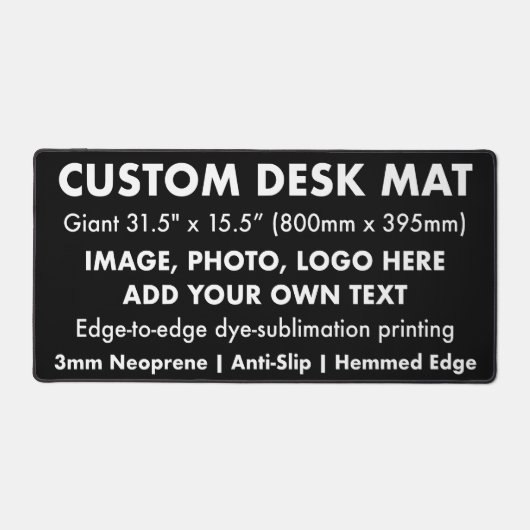Custom Giant 31.5" Desk Mat Protector Pad - Black Schreibtischunterlage (Vorderseite)