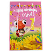 Custom Gift Bag für Mädchen 1. Geburtstag - Ladybu Mittlere Geschenktüte (Vorderseite)