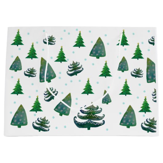 Custom Gift Bag - Große, glänzende Weihnachtsbäume Große Geschenktüte (Vorderseite)