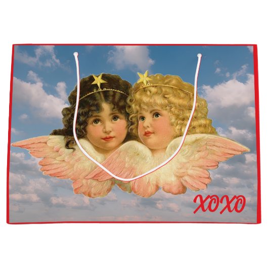CUSTOM GIFT BAG TWIN ANGELS XOXO GROßE GESCHENKTÜTE (Vorderseite)