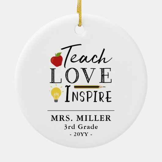 Custom Gift For Teacher personalized Keramik Ornament (Hinten)