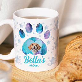 Custom Gift Foto Blue Glitzer Dog Mama Kaffeetasse