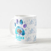 Custom Gift Foto Blue Glitzer Dog Mama Kaffeetasse (Vorderseite Links)