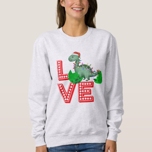 Custom Gift Ideas, Funny Christmas T-Rex Liebe Sweatshirt (Vorderseite)