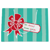 Custom Gift Tag Bow Aqua Weihnachtsgeschenktasche Große Geschenktüte (Vorderseite)