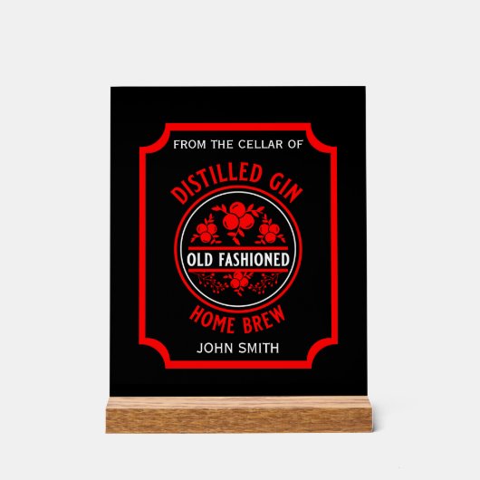 Custom Gin Flasche Acrylschild (Vorderseite)