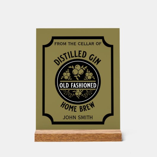 Custom Gin Flasche Acrylschild (Vorderseite)