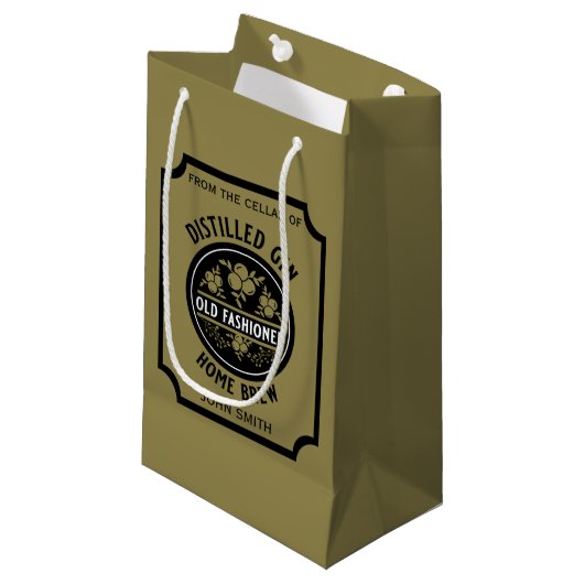 Custom Gin Flasche Kleine Geschenktüte (Vorderseite Schrägansicht)
