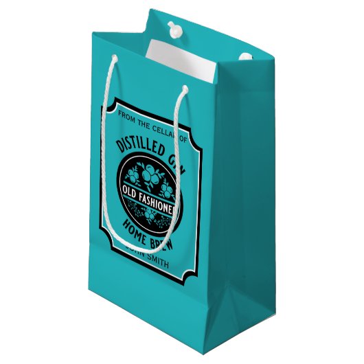Custom Gin Flasche Kleine Geschenktüte (Vorderseite Schrägansicht)