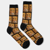 Custom Ginger Tabby Cat Foto auf Black Crew Socken (Rechts)