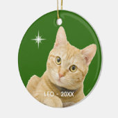Custom Ginger Tabby Cat Foto auf Green Keramik Ornament (Links)