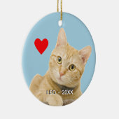 Custom Ginger Tabby Cat Foto auf Light Blue Keramik Ornament (Rechts)