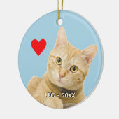 Custom Ginger Tabby Cat Foto auf Light Blue Keramik Ornament (Links)