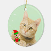 Custom Ginger Tabby Cat Foto mit Niedlichem Elf Keramik Ornament (Links)