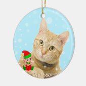 Custom Ginger Tabby Cat Foto mit Niedlichem Elf Keramik Ornament (Links)