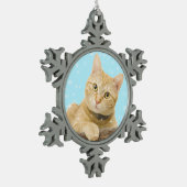Custom Ginger Tabby Cat Foto Schneeflocken Zinn-Ornament (Links)