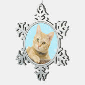 Custom Ginger Tabby Cat Foto Schneeflocken Zinn-Ornament (Rechts)