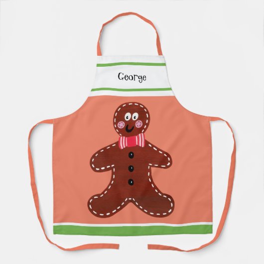 Custom Gingerbread Man Weihnachten Schürze (Vorderseite)